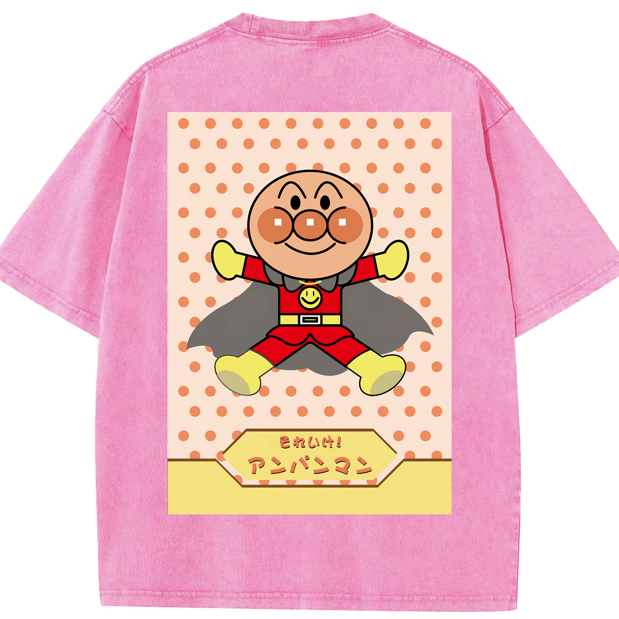 （画像用） アンパンマン Anpanman 綿100% ヴィンテージ風 半袖Tシャツ（背面プリント）